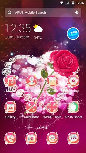 Shine Red Heart Rose Love--APUS Launcher theme - Image screenshot of android app