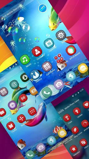 Cartoon  Lovely Fishes-APUS Launcher theme - Image screenshot of android app