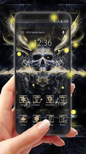 Golden Cool Skull- APUS launcher theme&wallpaper - Image screenshot of android app