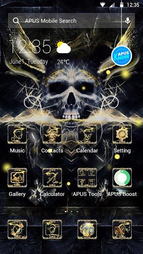 Golden Cool Skull- APUS launcher theme&wallpaper - Image screenshot of android app