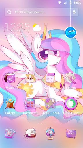 lovely rainbow unicorn-APUS Launcher theme - Image screenshot of android app