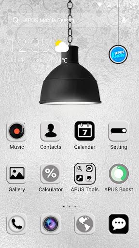 Black & White Light APUS Launcher theme - Image screenshot of android app