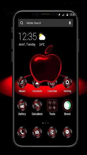 Red Neon Apple Dark APUS Launcher Theme - Image screenshot of android app