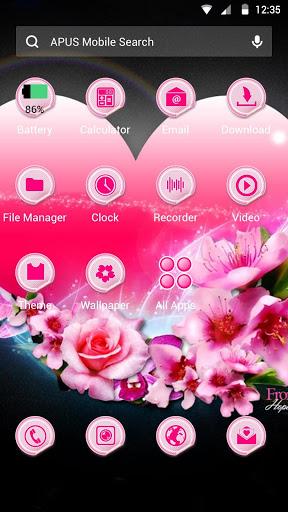 Pink Heart Love-APUS Launcher stylish theme - Image screenshot of android app