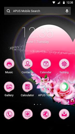 Pink Heart Love-APUS Launcher stylish theme - Image screenshot of android app