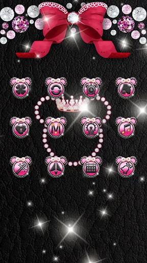Pink Mickey Diamond Bowknot – APUS launcher theme - Image screenshot of android app