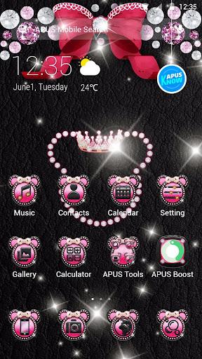 Pink Mickey Diamond Bowknot – APUS launcher theme - Image screenshot of android app