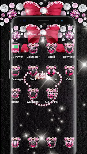 Pink Mickey Diamond Bowknot – APUS launcher theme - Image screenshot of android app