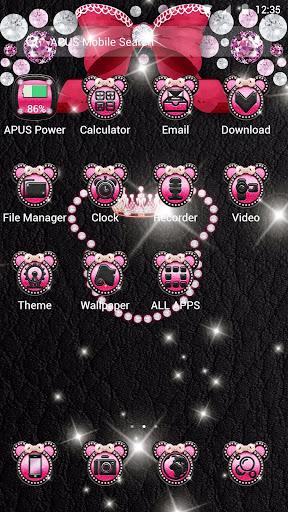 Pink Mickey Diamond Bowknot – APUS launcher theme - Image screenshot of android app