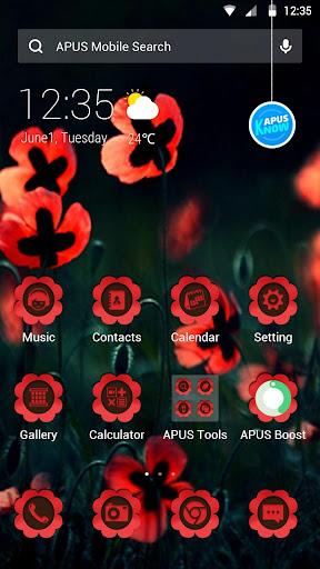 Red Flower-APUS Launcher theme - Image screenshot of android app
