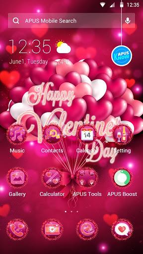 Red Rose Valentines Day Theme—APUS Launcher - Image screenshot of android app