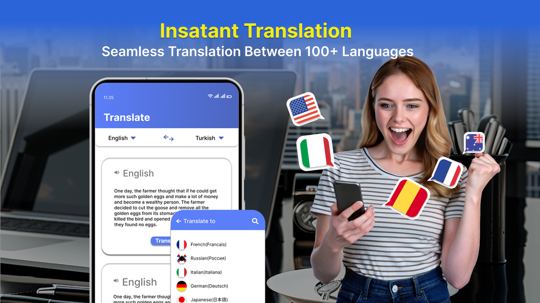 Smart Language Translator App - عکس برنامه موبایلی اندروید