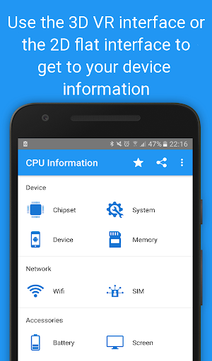 CPU Information : View your Device Info in 3D VR - عکس برنامه موبایلی اندروید