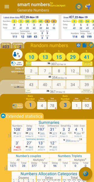 smart numbers for EuroJackpot - عکس برنامه موبایلی اندروید