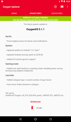 Oxygen Updater - عکس برنامه موبایلی اندروید