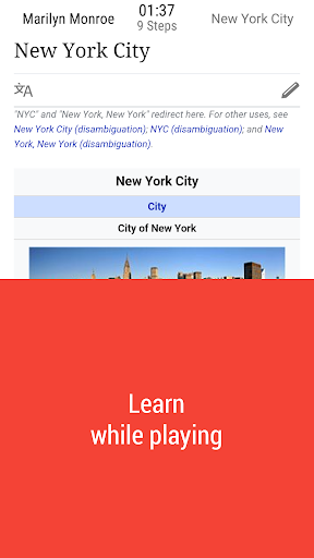 The Wiki Game - Gameplay image of android game