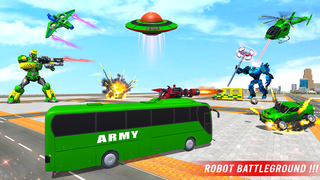 Army Bus Robot Bus Game ۳D - عکس بازی موبایلی اندروید