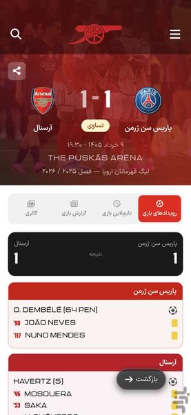 کانون رسمی هواداران آرسنال در ایران - عکس برنامه موبایلی اندروید