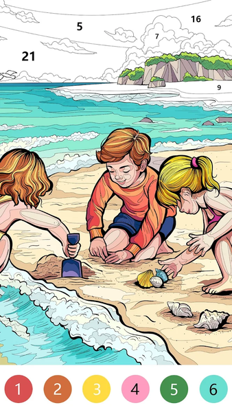 Beach Color Paint By Number - عکس بازی موبایلی اندروید