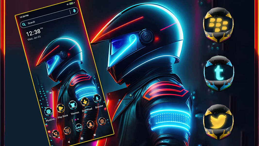 Neon Bike Rider Theme - Image screenshot of android app