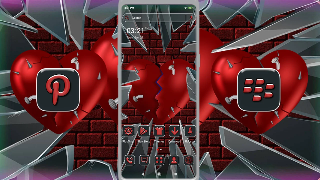 Broken Heart Glass Theme - Image screenshot of android app