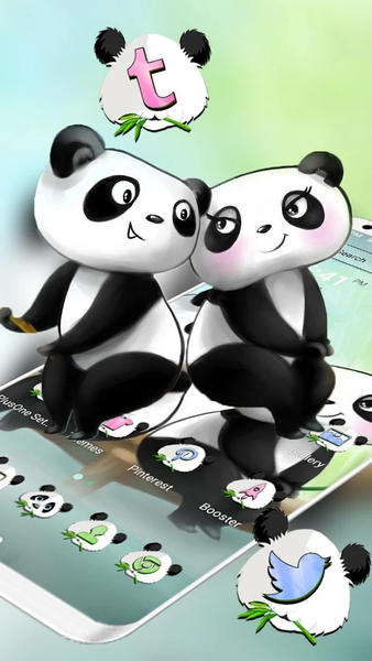 Cute Panda Love Theme - عکس برنامه موبایلی اندروید