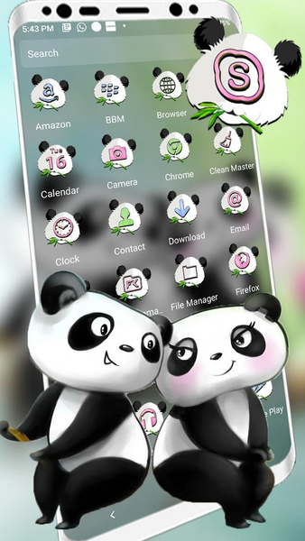 Cute Panda Love Theme - Image screenshot of android app
