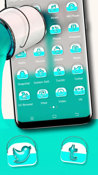 Cyan Paint Box Launcher Theme - Image screenshot of android app