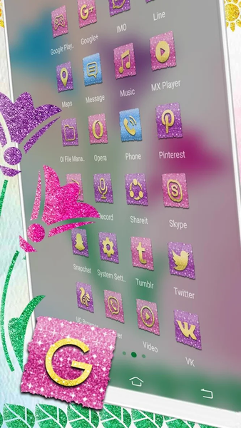 Glitter Flower Theme Launcher - Image screenshot of android app