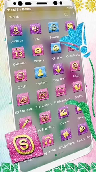 Glitter Flower Theme Launcher - Image screenshot of android app