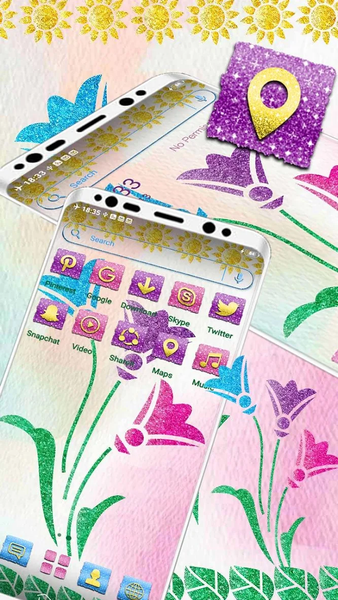 Glitter Flower Theme Launcher - Image screenshot of android app