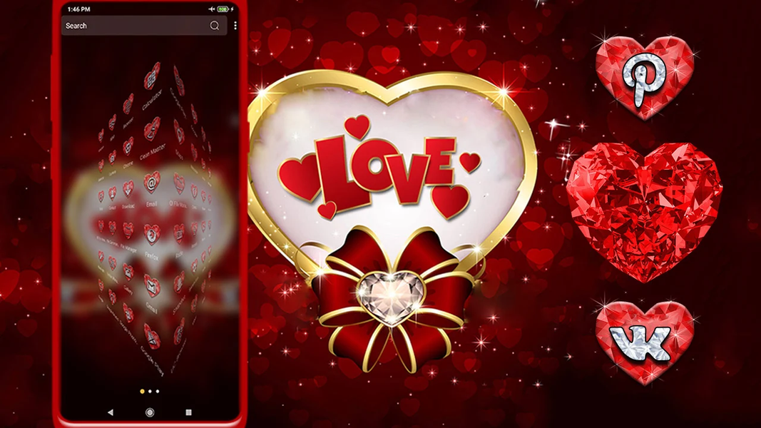 Love Heart Theme Launcher - عکس برنامه موبایلی اندروید