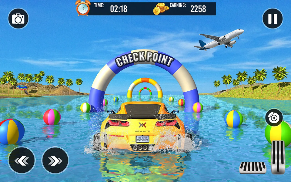 Crazy Car Water Surfing Games - Gameplay image of android game