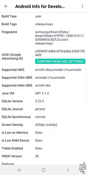 Android Developer Info - Image screenshot of android app