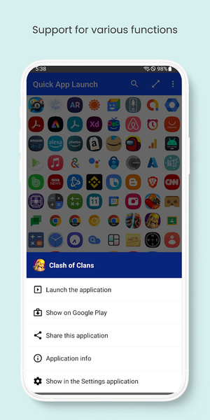Quick App Launch - عکس برنامه موبایلی اندروید