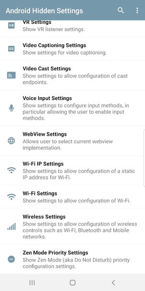 Android Hidden Settings - عکس برنامه موبایلی اندروید