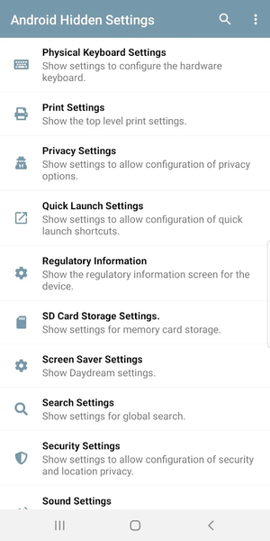 Android Hidden Settings - عکس برنامه موبایلی اندروید