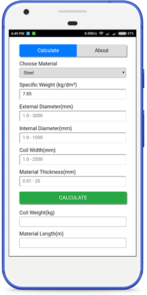 Coil Calculator, Weight/Length - عکس برنامه موبایلی اندروید