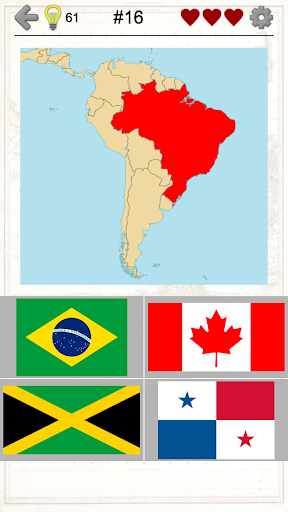 American Countries and Caribbean: Flags, Maps Quiz - Gameplay image of android game