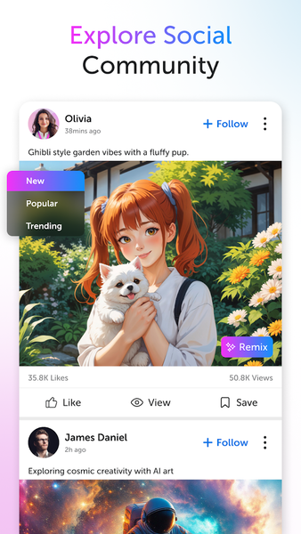Aspire AI Social Art Generator - عکس برنامه موبایلی اندروید