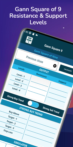 Gann Square 9 Calculator - عکس برنامه موبایلی اندروید