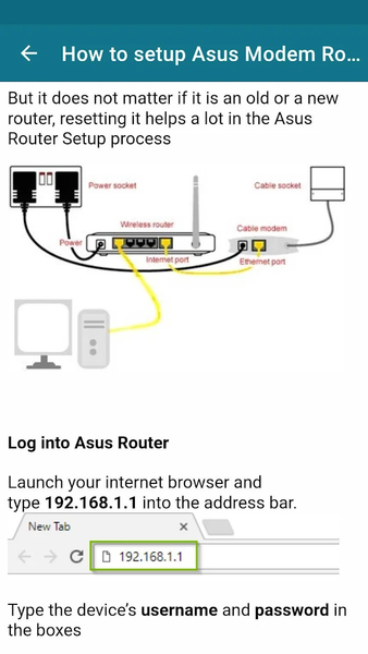 Asus Modem Router Guide - Image screenshot of android app
