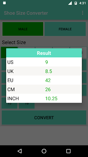 Shoe Size Converter - Image screenshot of android app
