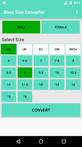 Shoe Size Converter - Image screenshot of android app