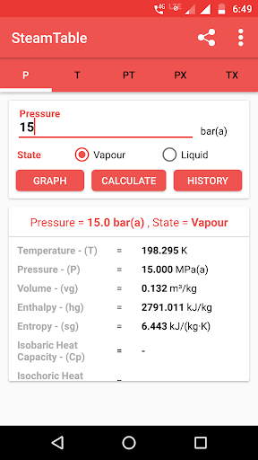 Steam Table - عکس برنامه موبایلی اندروید