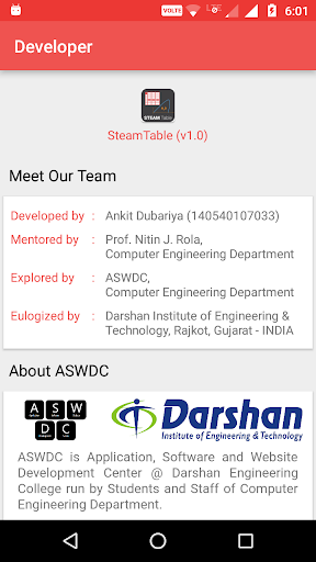 Steam Table - Image screenshot of android app