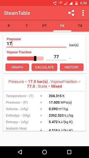 Steam Table - Image screenshot of android app