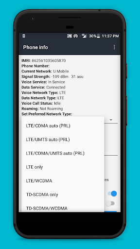 4G LTE Mode Switch - Image screenshot of android app