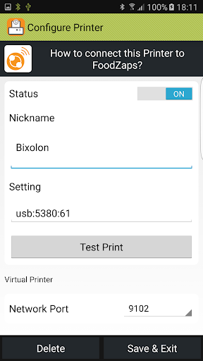 USB POS Printer Boost (FoodZaps POS Only) - Image screenshot of android app