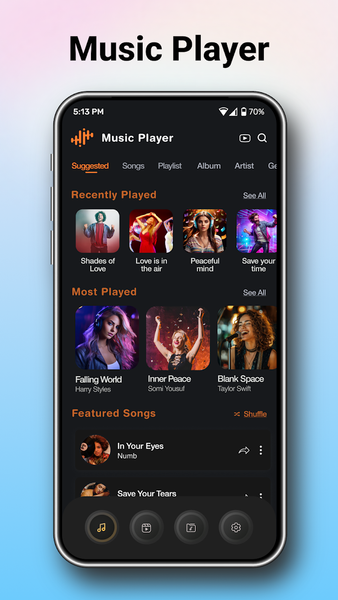 Music Mp3 Player Song - عکس برنامه موبایلی اندروید